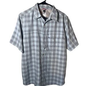 Mens The North Face Gray Plaid Button Down Short Sleeve ShirtSize M